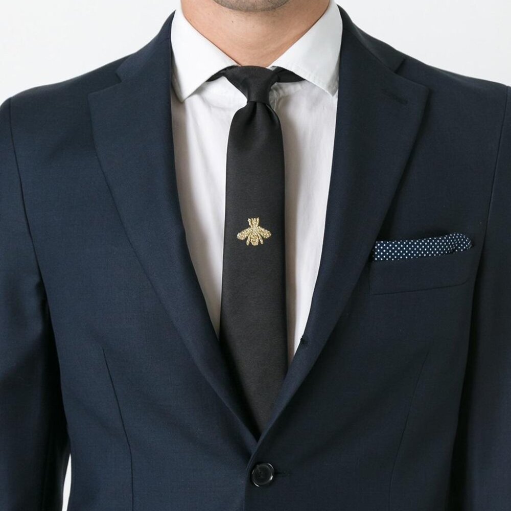 NWOT Gucci Men's Tie with Bee Embroidery